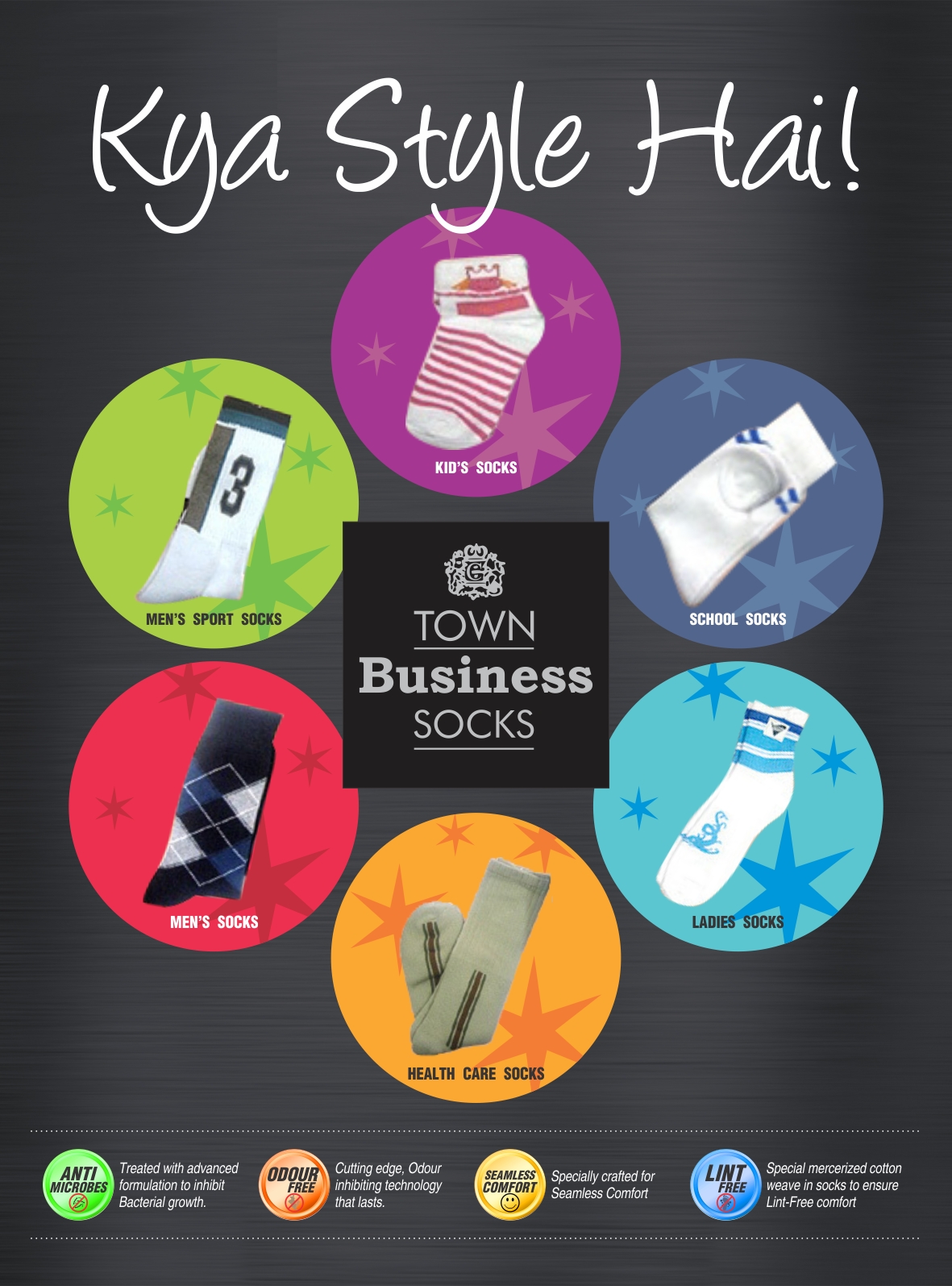 Town business socks poster design