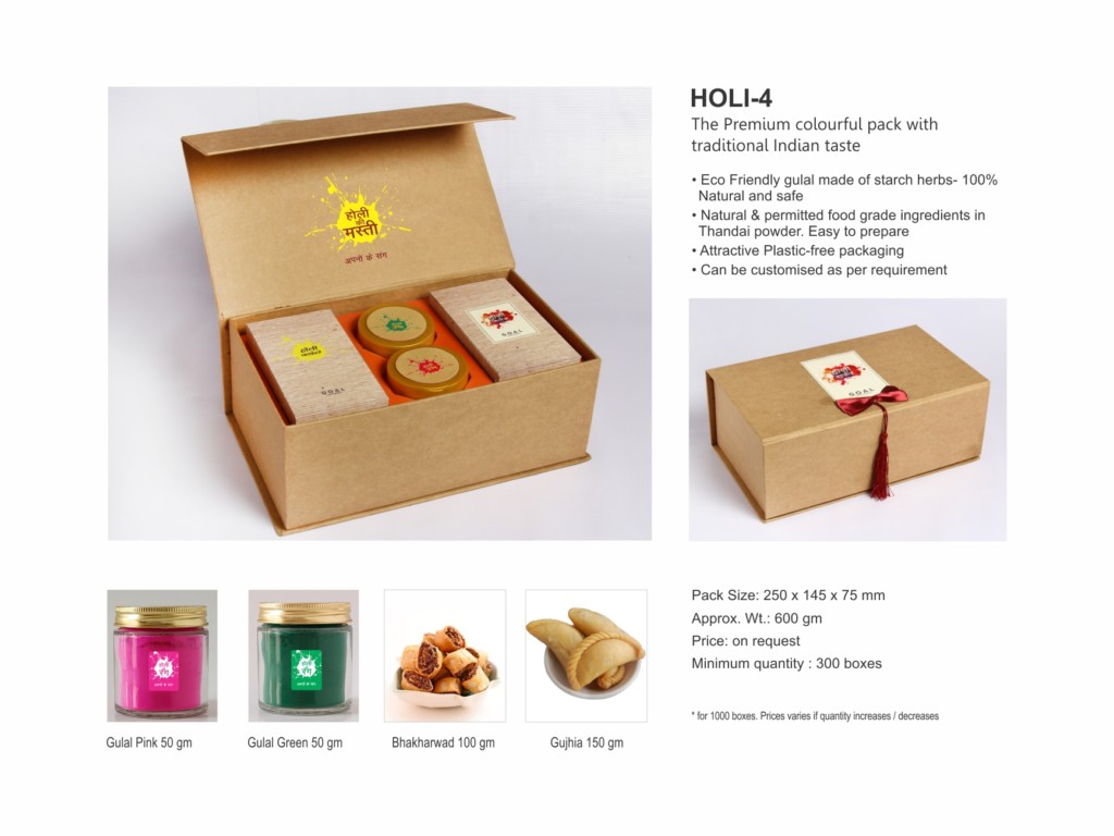 Premium harbal Holi gift box with Sweets and Namkeen